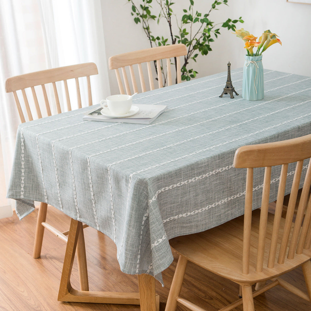 Tovaglia Quadrata in Cotone e Lino Stile Nordico 140×140 cm