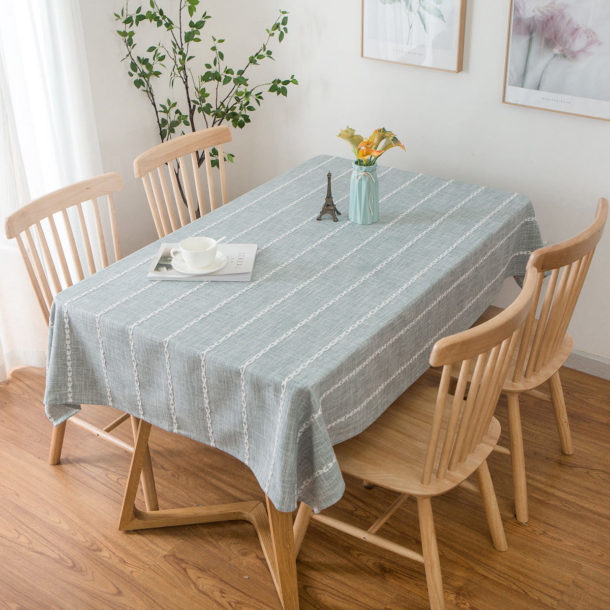 Tovaglia Quadrata in Cotone e Lino Stile Nordico 140×140 cm