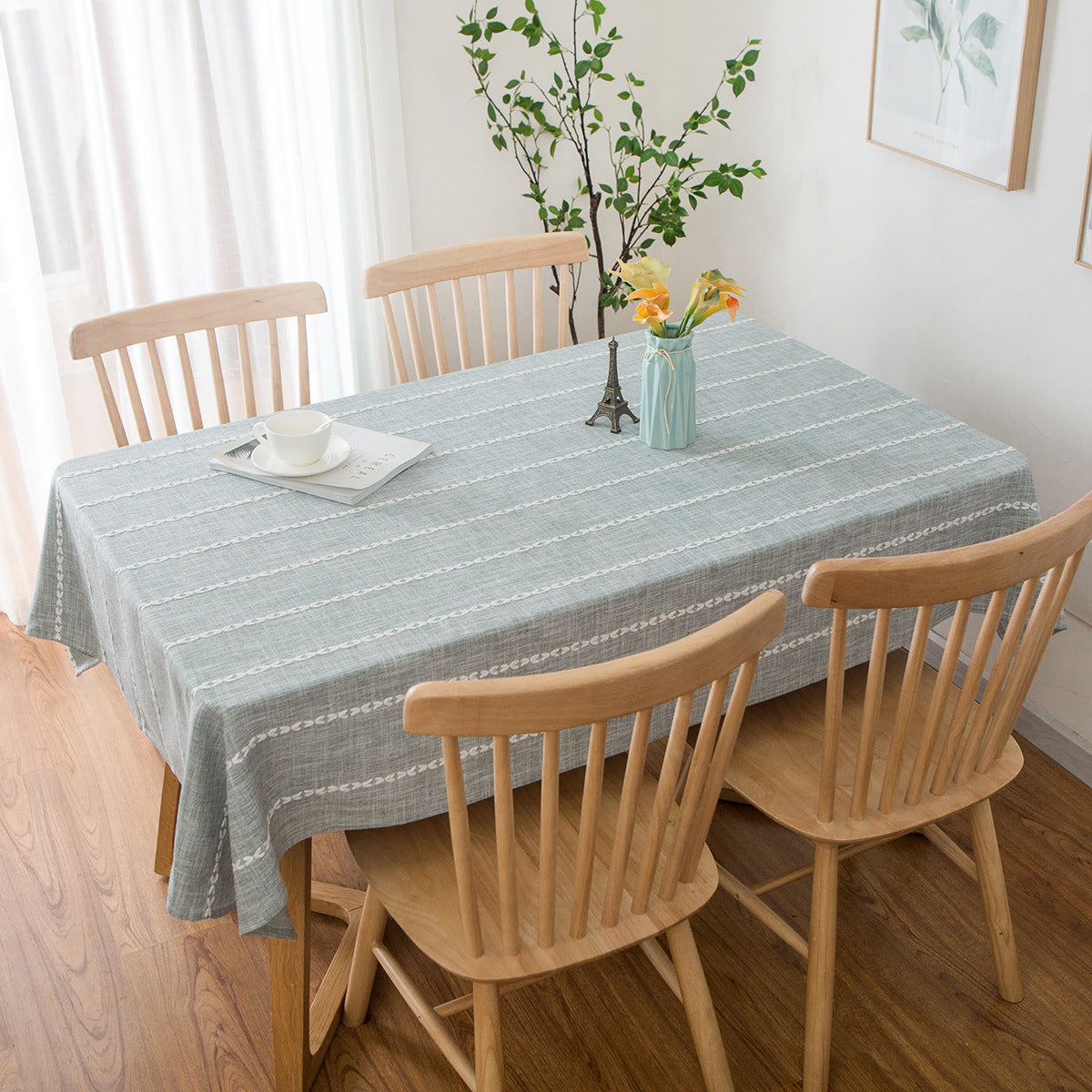 Tovaglia Quadrata in Cotone e Lino Stile Nordico 140×140 cm