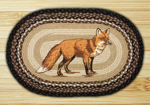 Tappeto Ovale Intrecciato in Juta Naturale con Motivo Volpe 50×75 cm