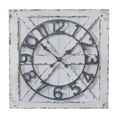Orologio da Parete “Barn Door” in Legno Stile Rustico 60×60×4,5 cm