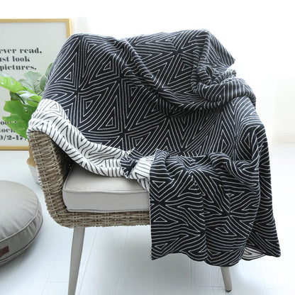 Coperta Doppia Faccia in Cotone Geometrica Stile Nordico 130×160 cm o 150×200 cm