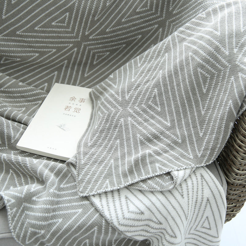 Coperta Doppia Faccia in Cotone Geometrica Stile Nordico 130×160 cm o 150×200 cm